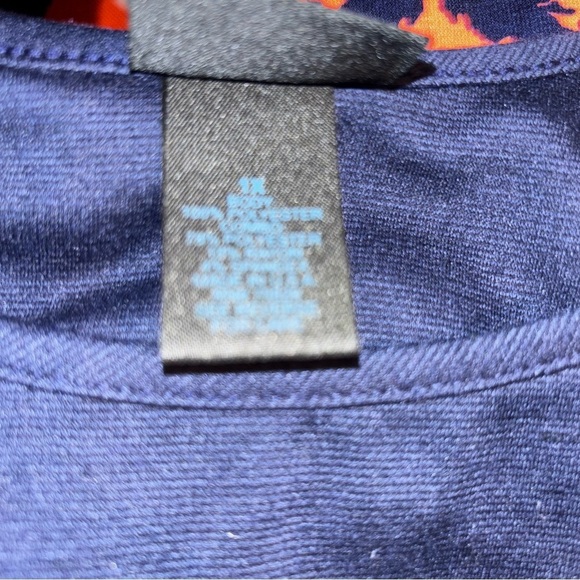 Rue+ Navy Blue and Orange Chevron Maxi Dress, sz 1X - Picture 5 of 8